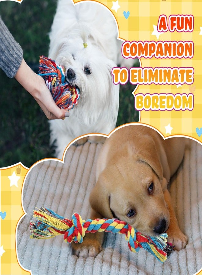 RoundFunny 100 Pieces Knot Rope Dog Toys Multi Color Puppy Chew Toy Cotton Puppy Toys Dental Dog Teething Toys 2 Knot Dog Tug for Small and Medium Dogs Aggressive Chewers Supplies - Image 5